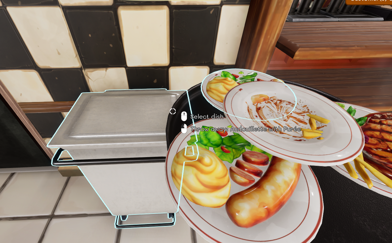 Discarding food in the kitchen bin