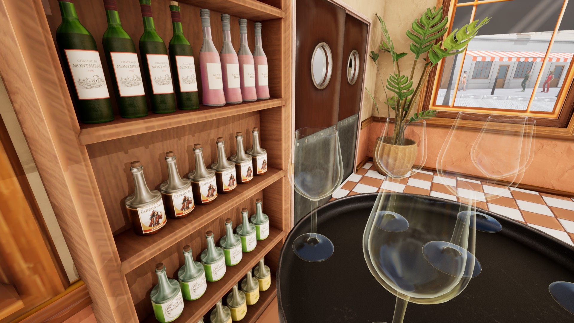 Filled wine or liqueur glass