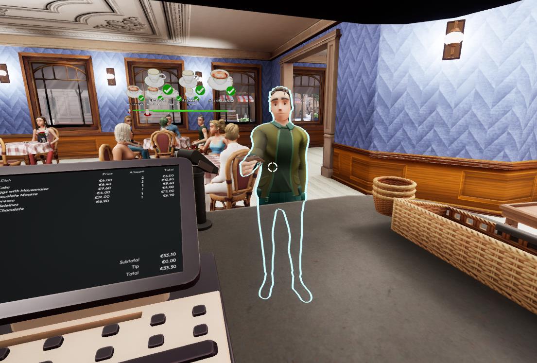 Customer waiting at the cash register