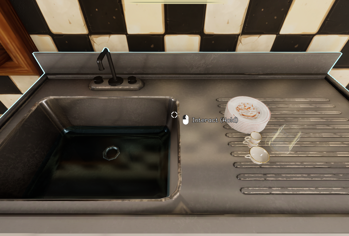 Kitchen sink containing dirty tableware