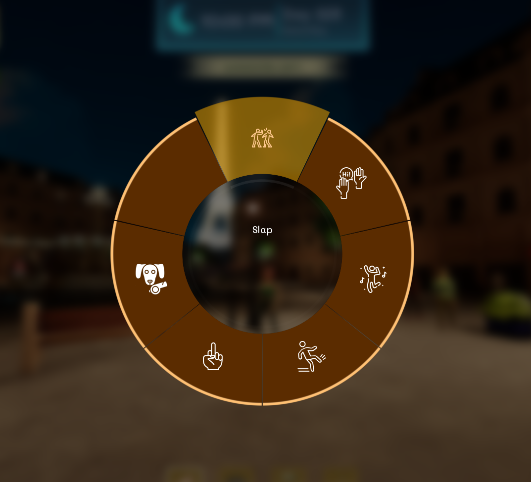 Fun action selection wheel