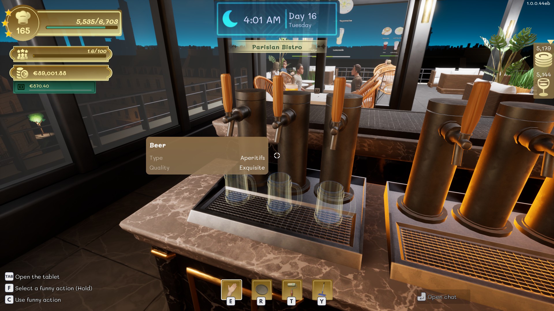 Player using a beer tap