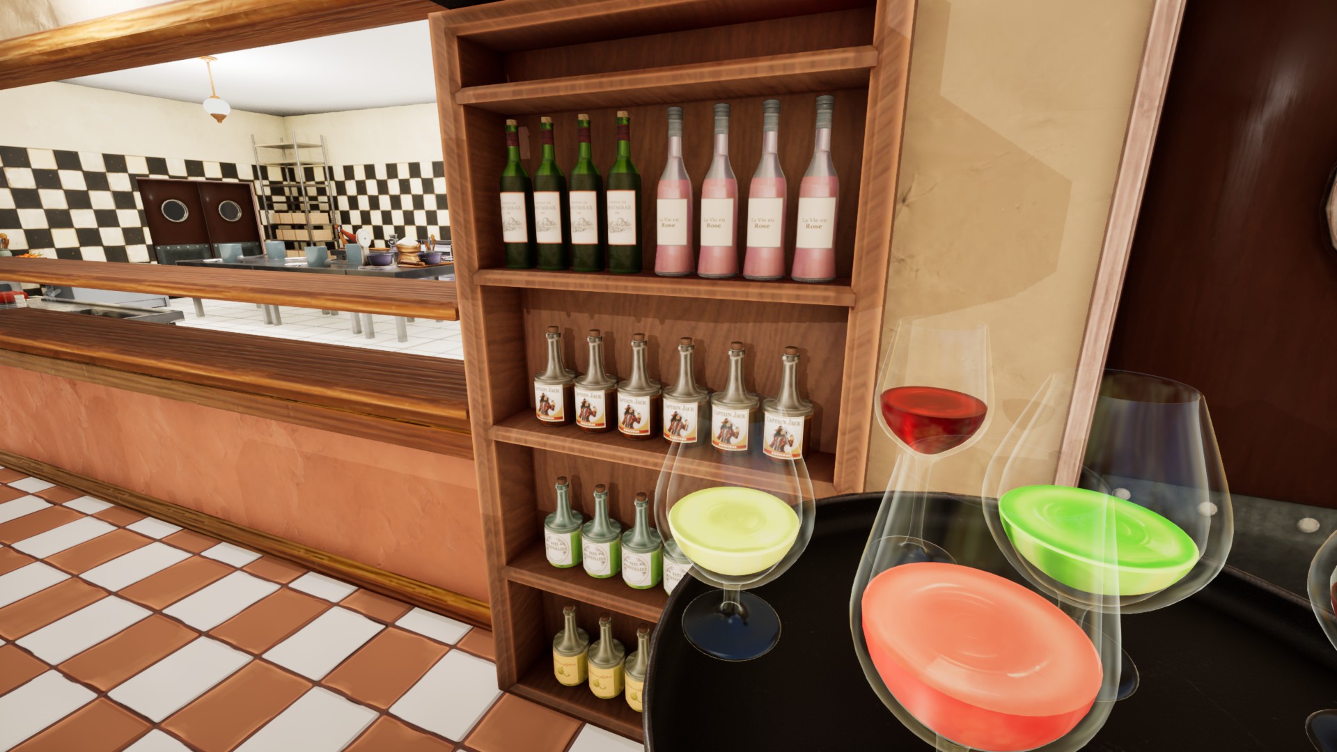 Filled wine or liqueur glass