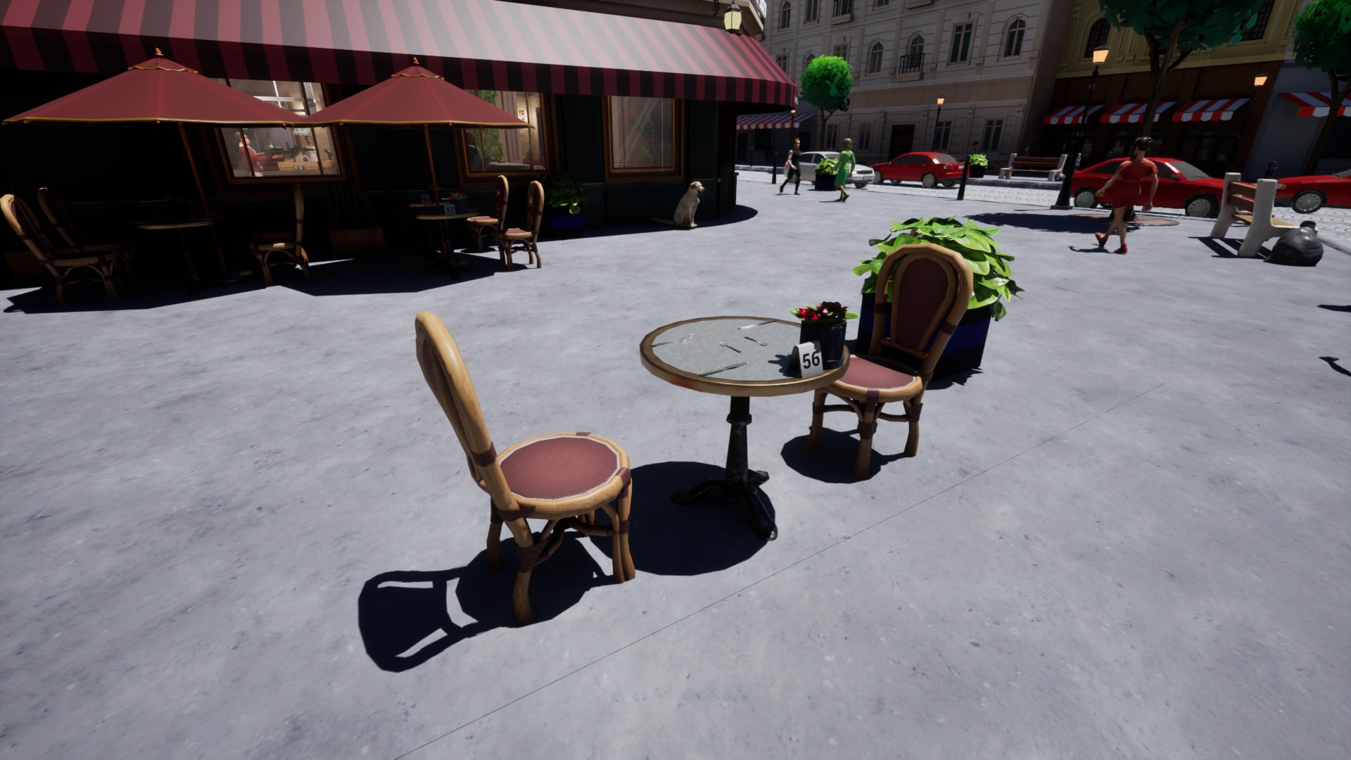 Outdoor tables placed on the terrace