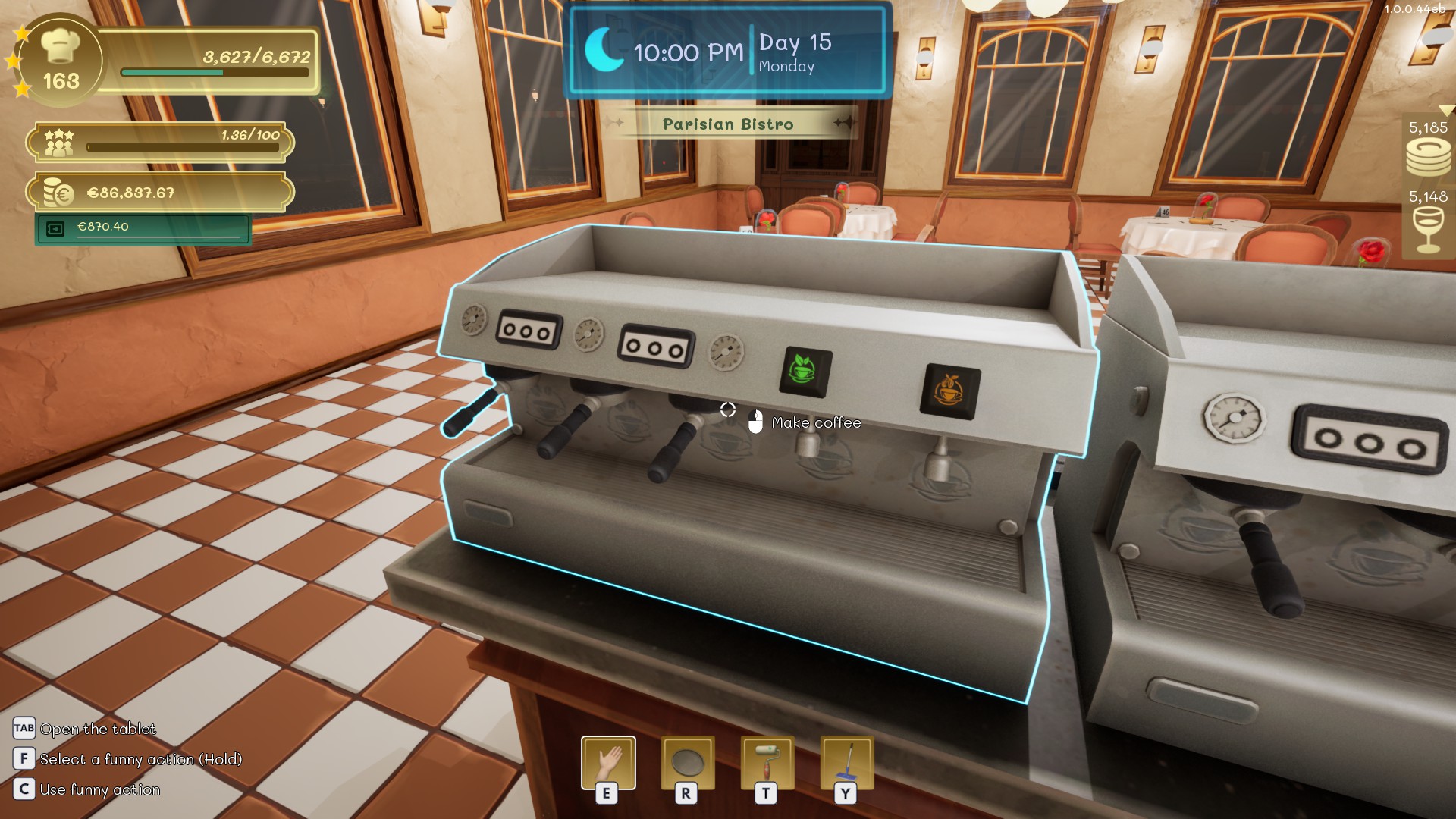 Coffee control on the hot-drink machine