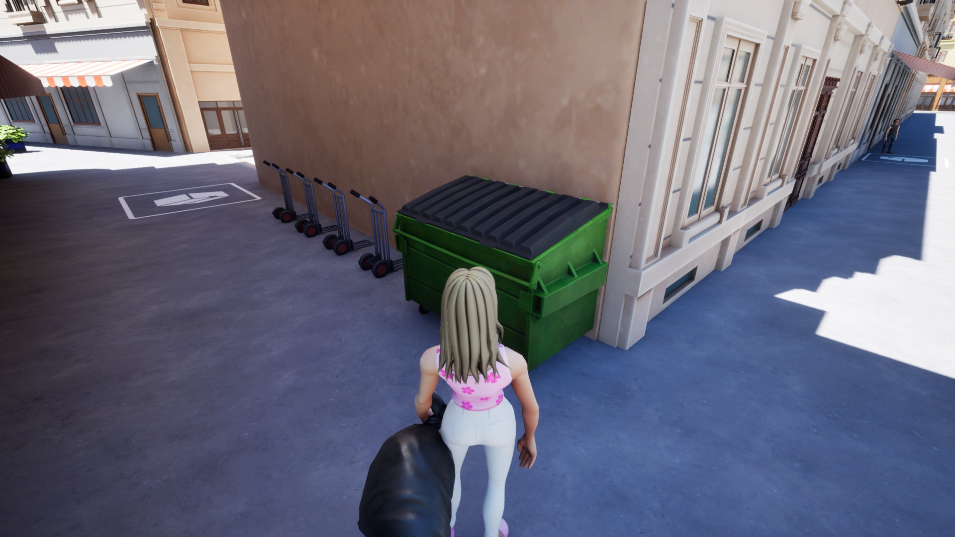 Player carrying a full trash bag