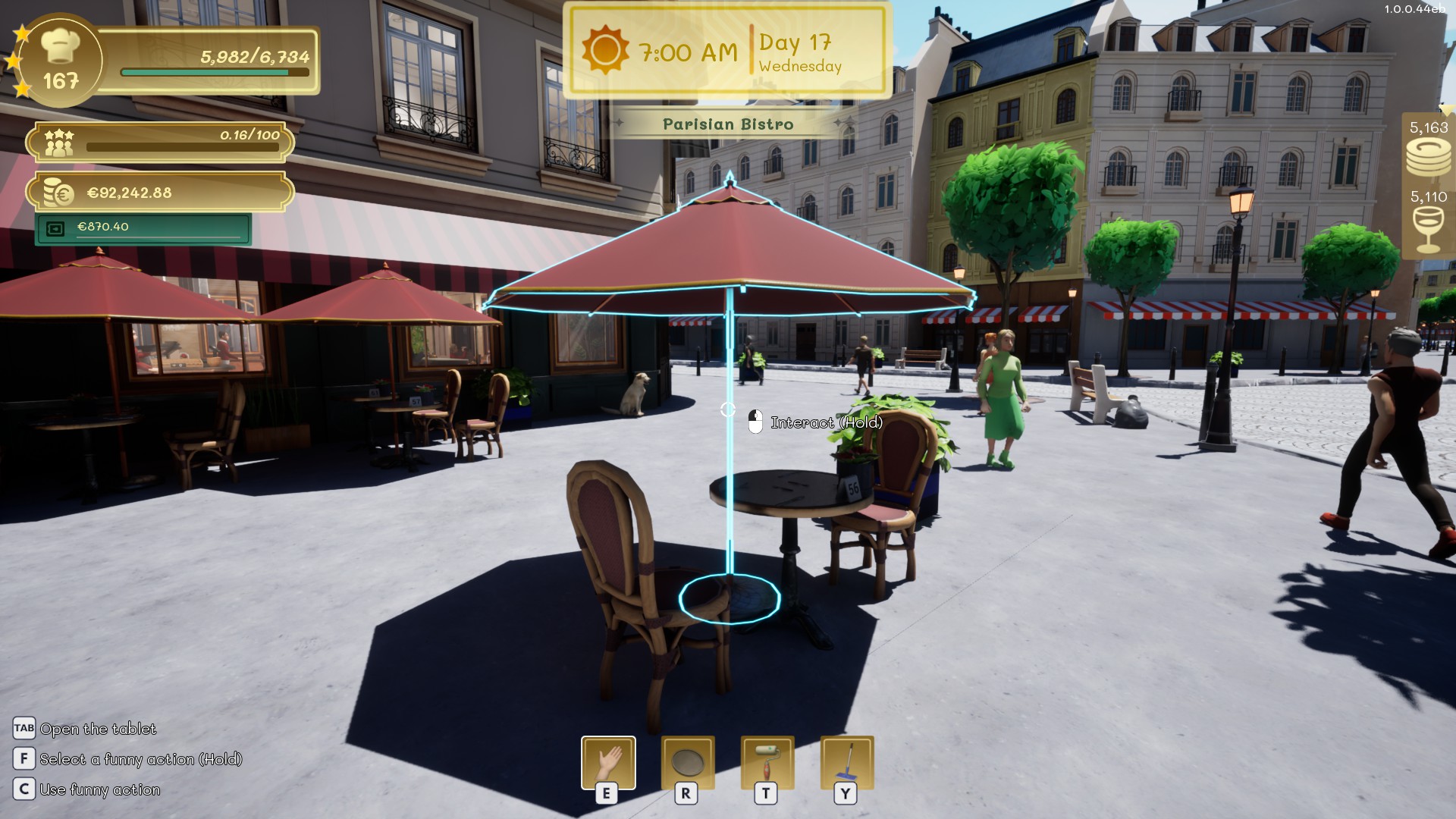 Parasol linked to a terrace table